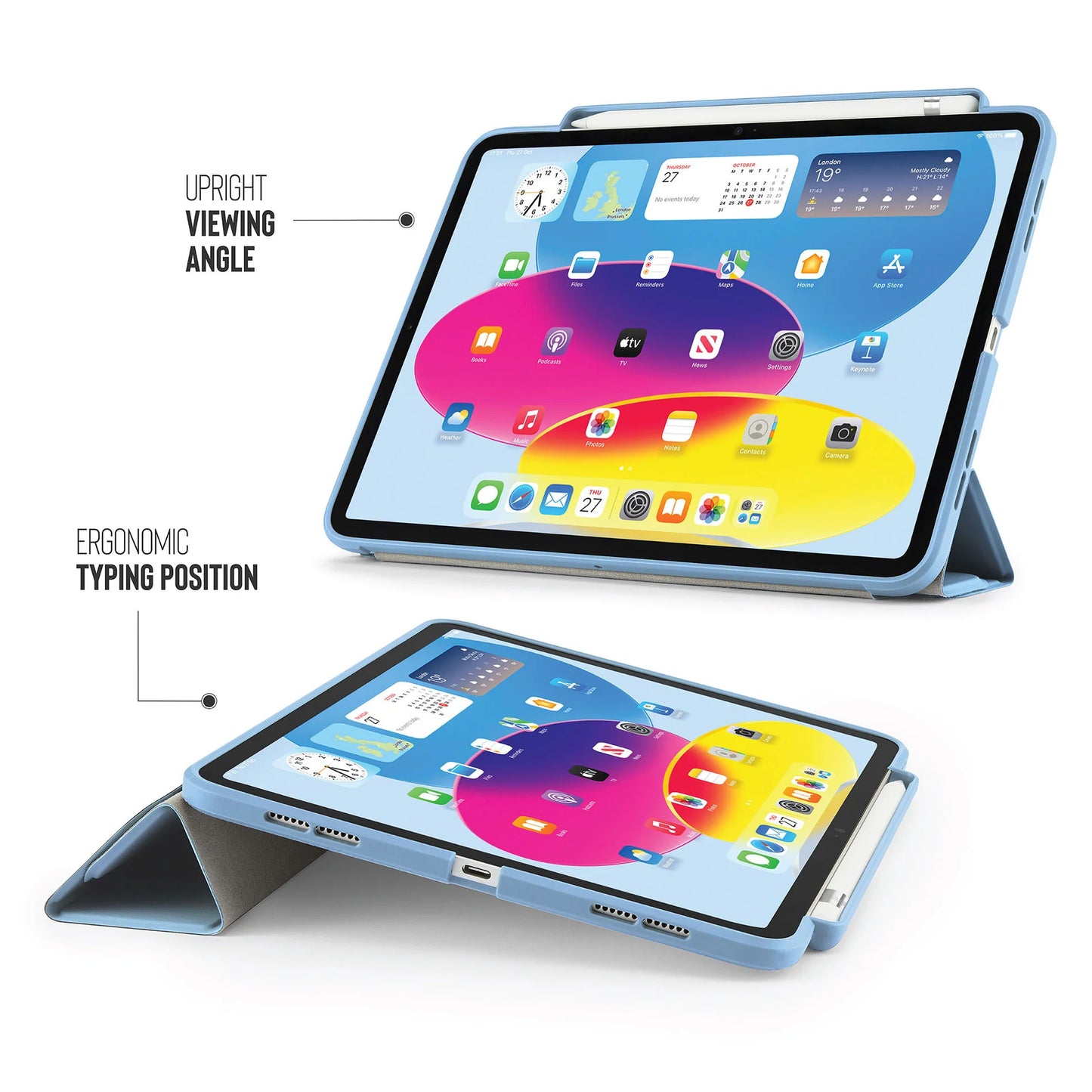 Pipetto Origami Pencil Case voor iPad (10e gen./A16) - Lichtblauw