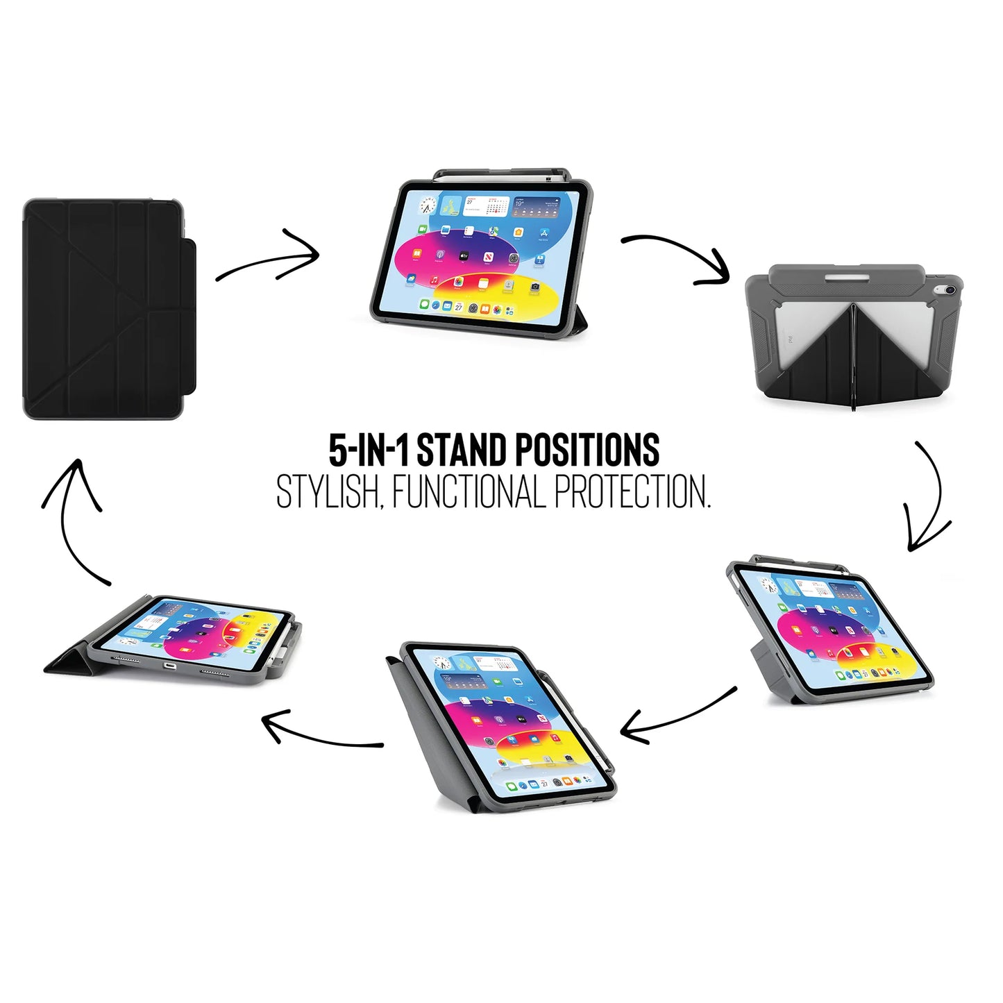 Pipetto Origami Pencil Shield pour iPad (10e gén./A16) - Noir