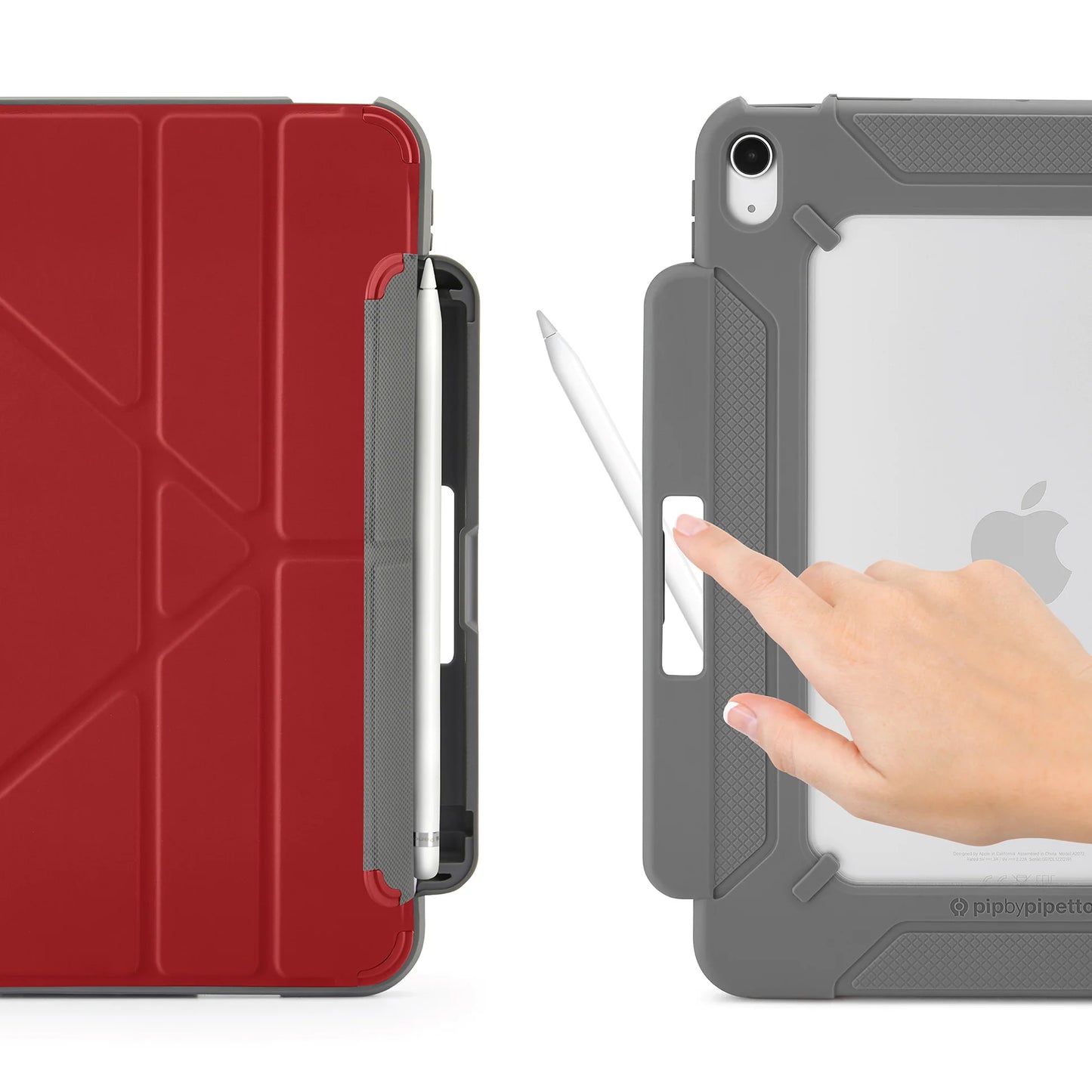 Pipetto Origami Pencil Shield voor iPad (10e gen.) - Donkerrood