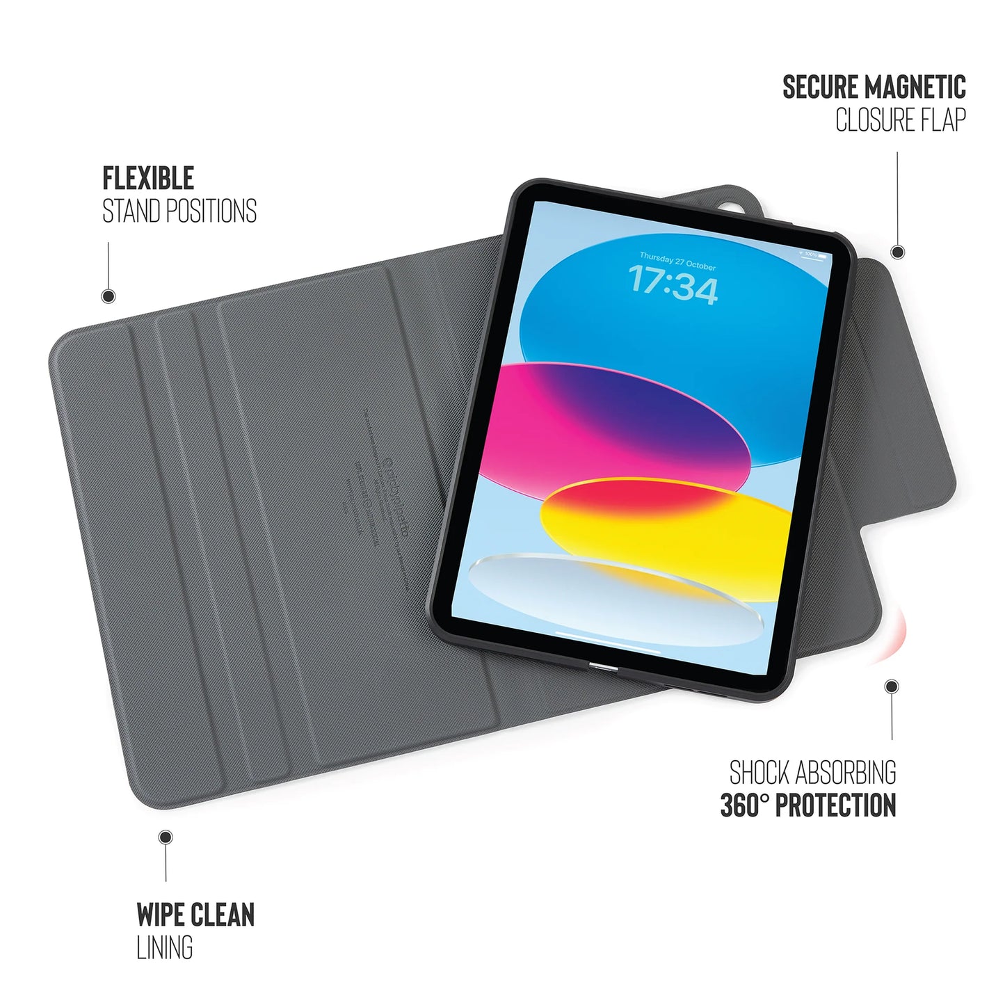 Pipetto Rotating Folio voor iPad (10e gen./A16) - Zwart