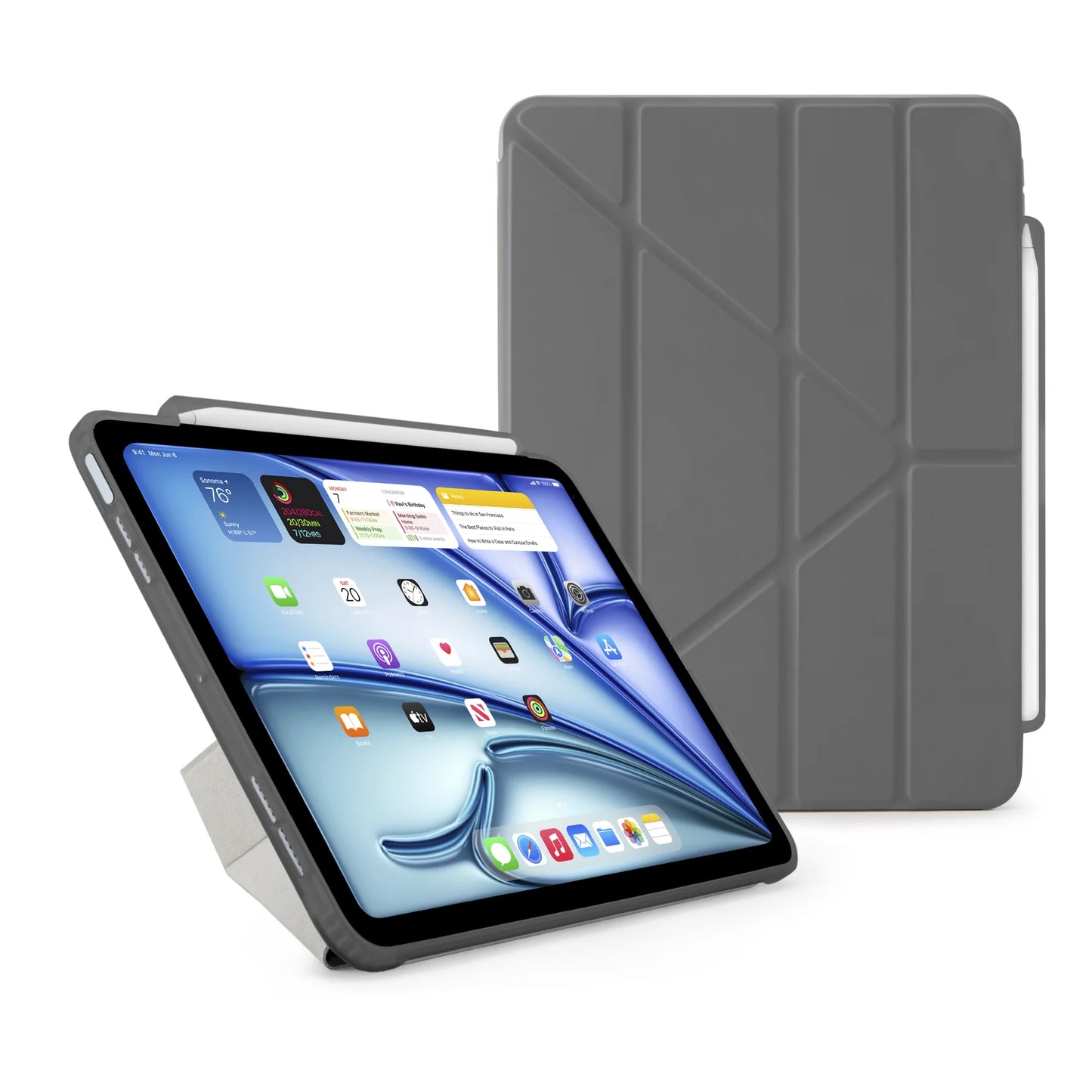 EOL Pipetto Origami Pencil Case pour iPad Air 11 pouces (M4/M3/M2) / iPad Air 10,9 pouces (2022/2020) - Gris