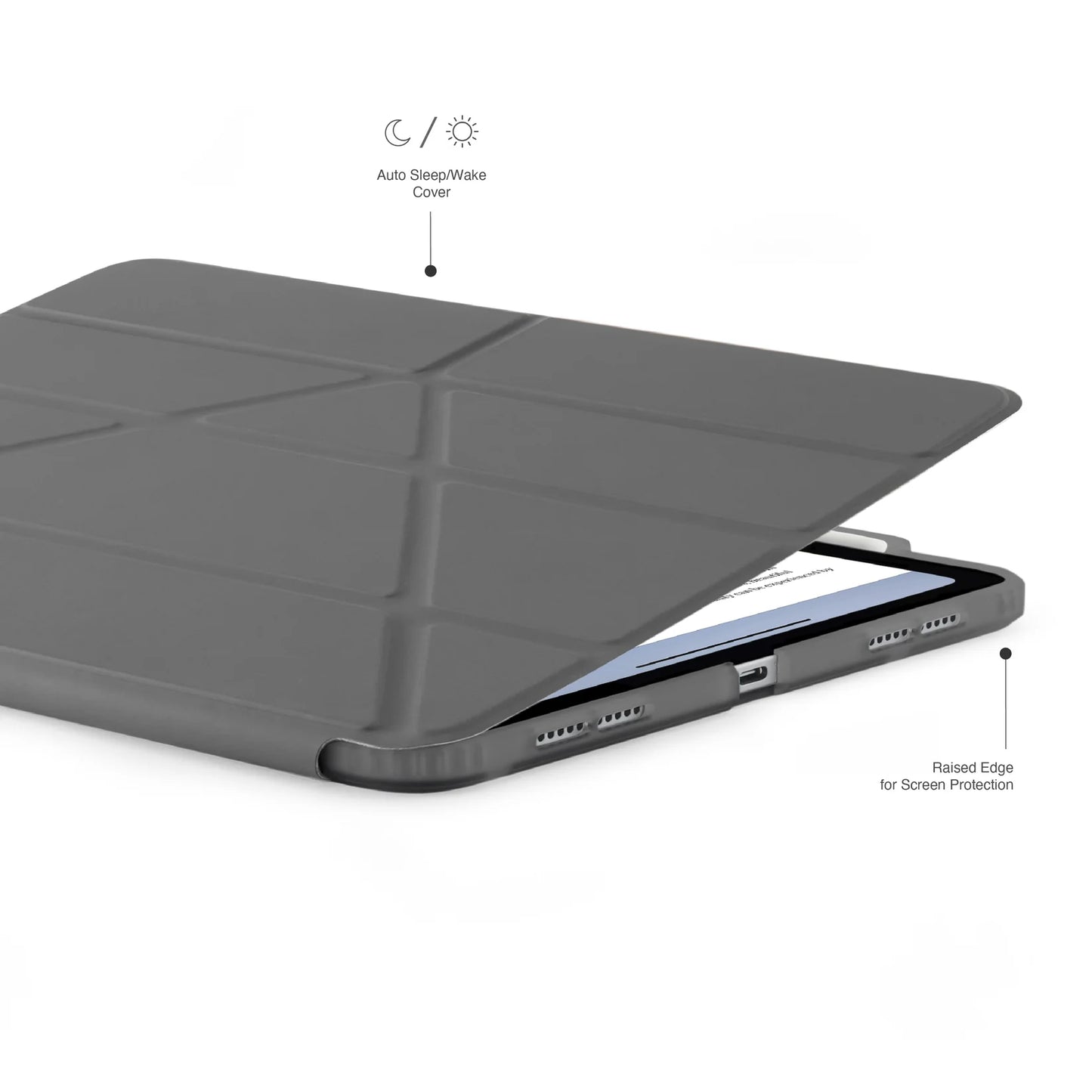 EOL Pipetto Origami Pencil Case pour iPad Air 11 pouces (M4/M3/M2) / iPad Air 10,9 pouces (2022/2020) - Gris