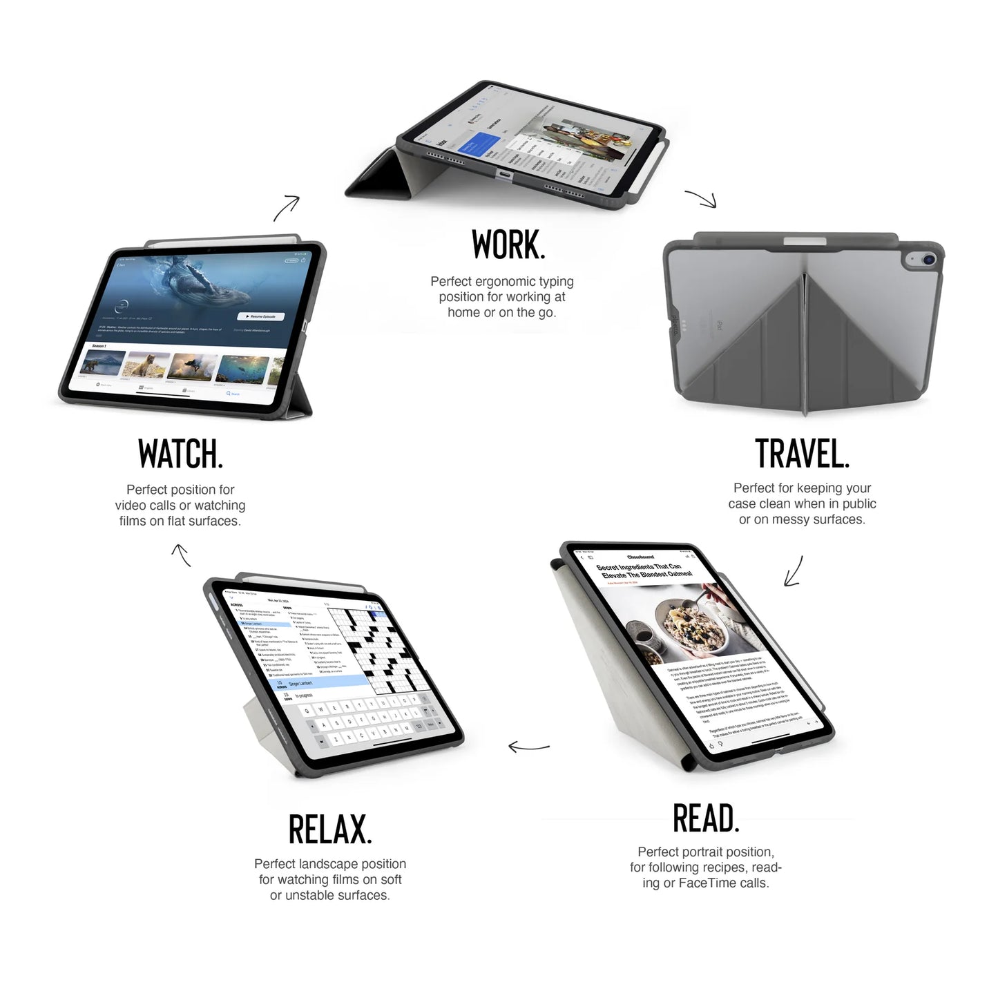 EOL Pipetto Origami Pencil Case pour iPad Air 11 pouces (M4/M3/M2) / iPad Air 10,9 pouces (2022/2020) - Gris