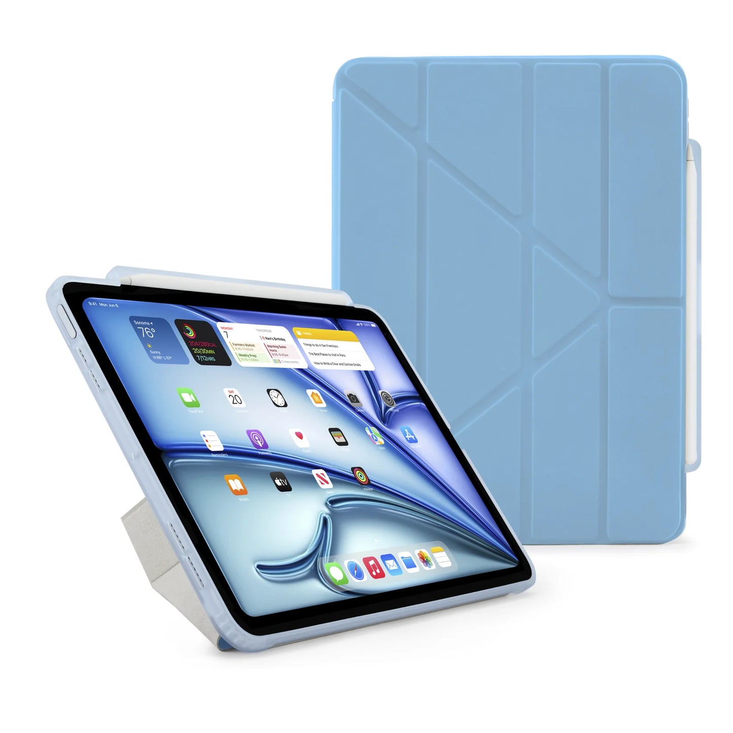 Pipetto Origami Pencil Case pour iPad Air 11 pouces (M2/M3) / iPad Air 10,9 pouces (2022/2020) - Blue Clair