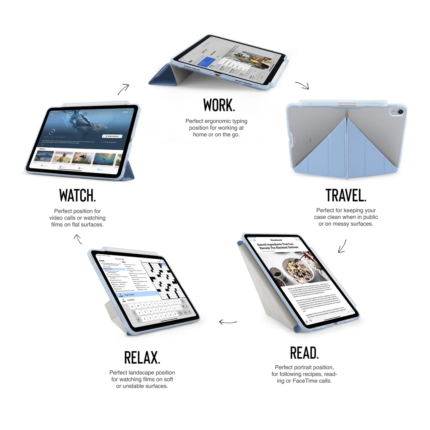 Pipetto Origami Pencil Case pour iPad Air 11 pouces (M2/M3) / iPad Air 10,9 pouces (2022/2020) - Blue Clair