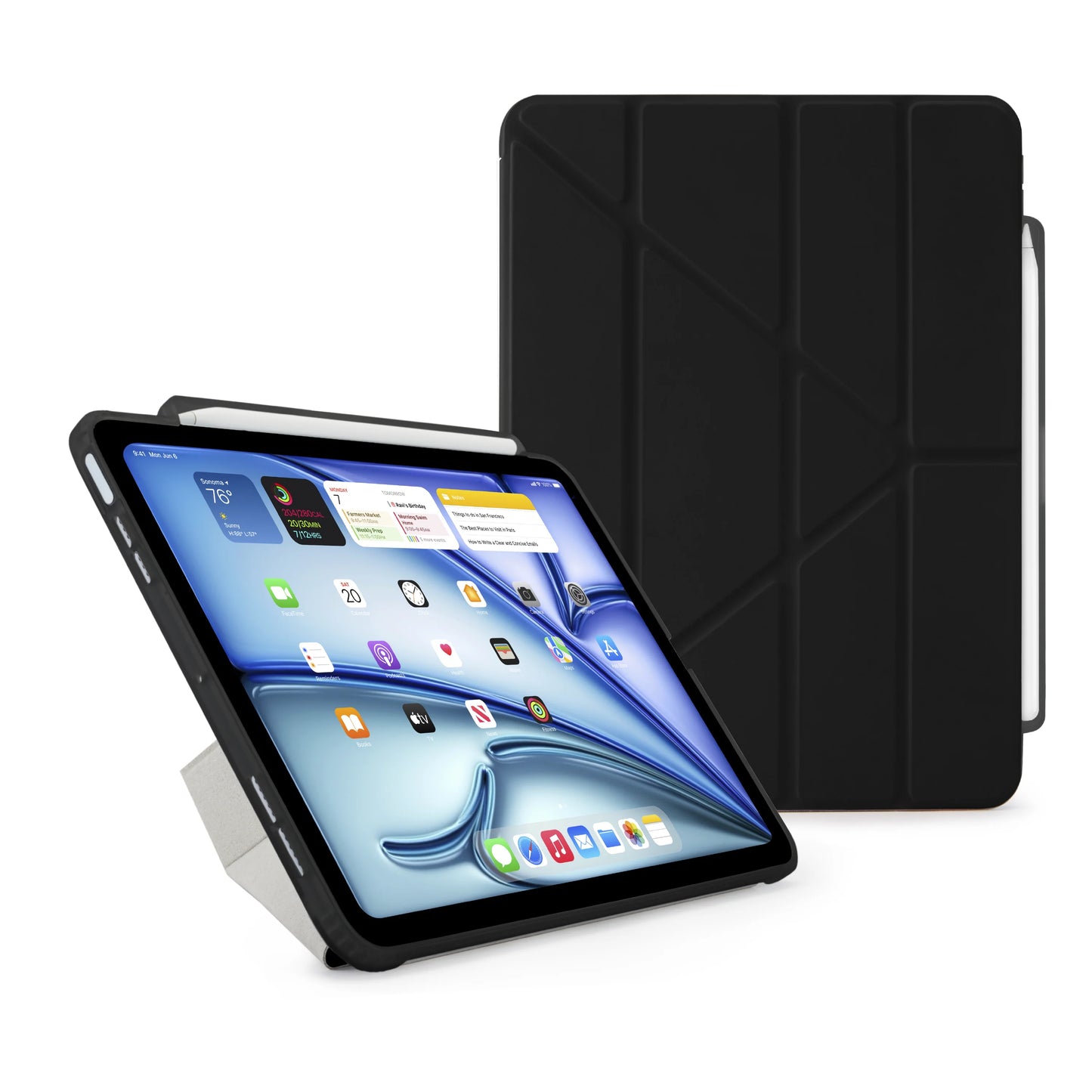 Pipetto Origami Pencil Case pour iPad Air 11 pouces (M2/M3) / iPad Air 10,9 pouces (2022/2020) - Noir