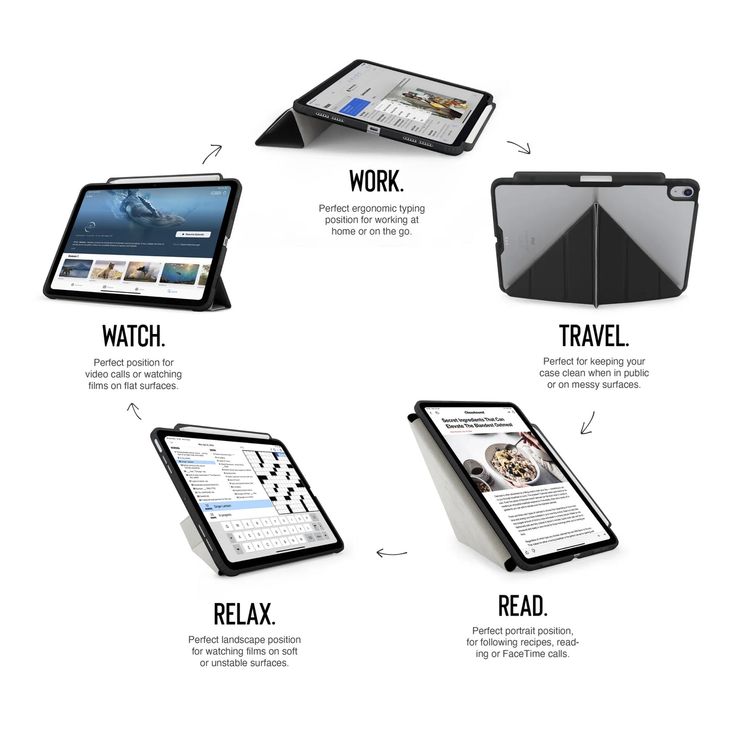 Pipetto Origami Pencil Case pour iPad Air 11 pouces (M2/M3) / iPad Air 10,9 pouces (2022/2020) - Noir