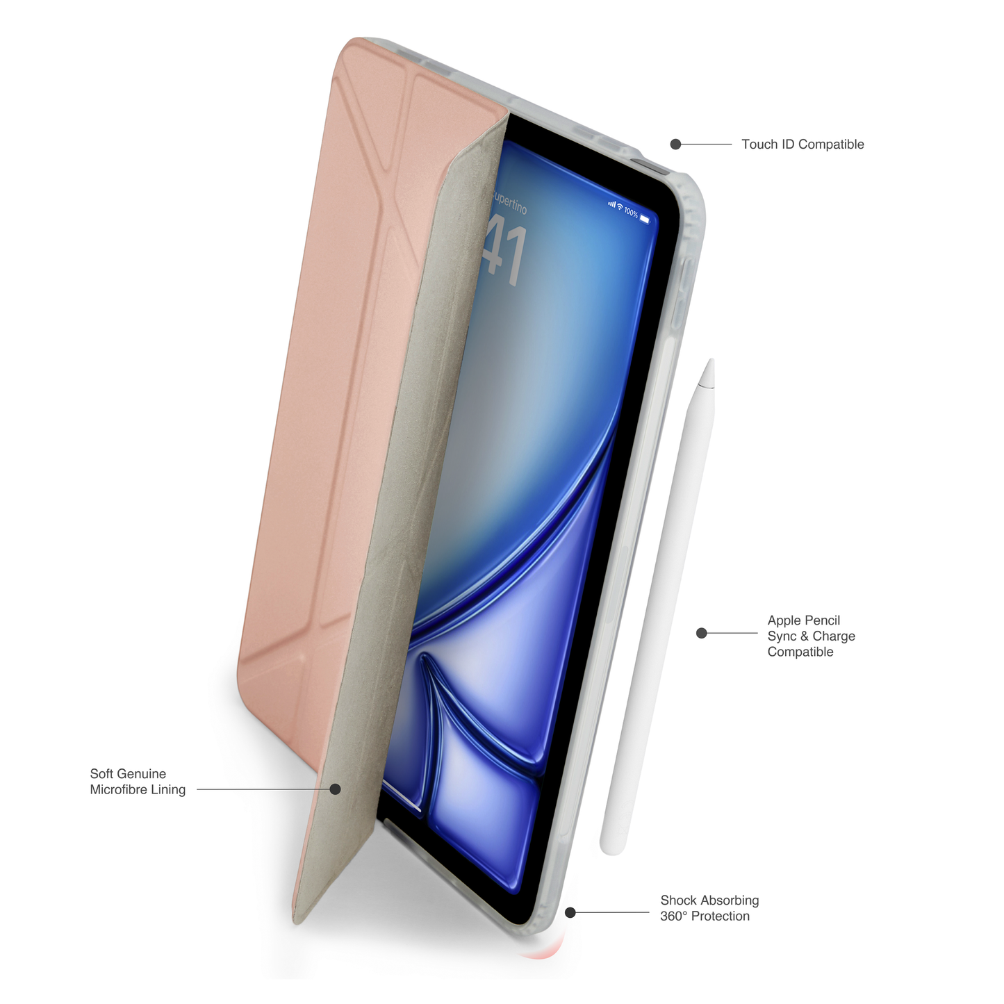 Pipetto Origami Case voor 13-inch iPad Air (M2/M3) - Metallic pink