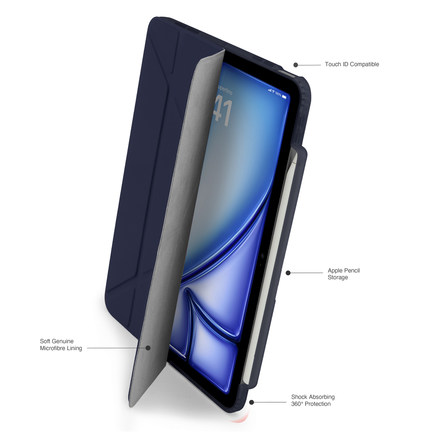 Pipetto Origami Pencil Case pour iPad Air 13-inch (M2/M3) - Bleu foncé