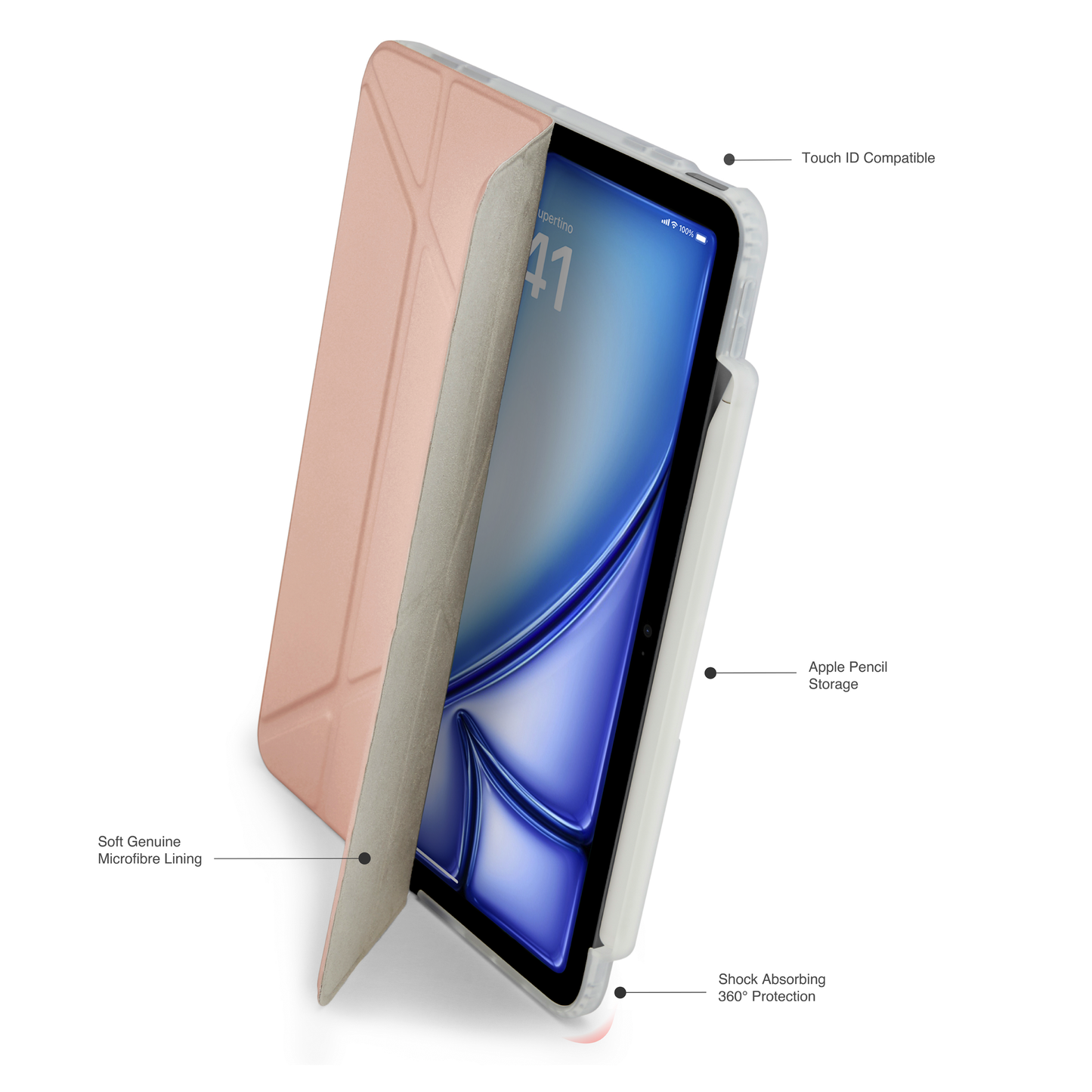 Pipetto Origami Pencil Case pour iPad Air 13 pouces (M2/M3) - Rose métallisé