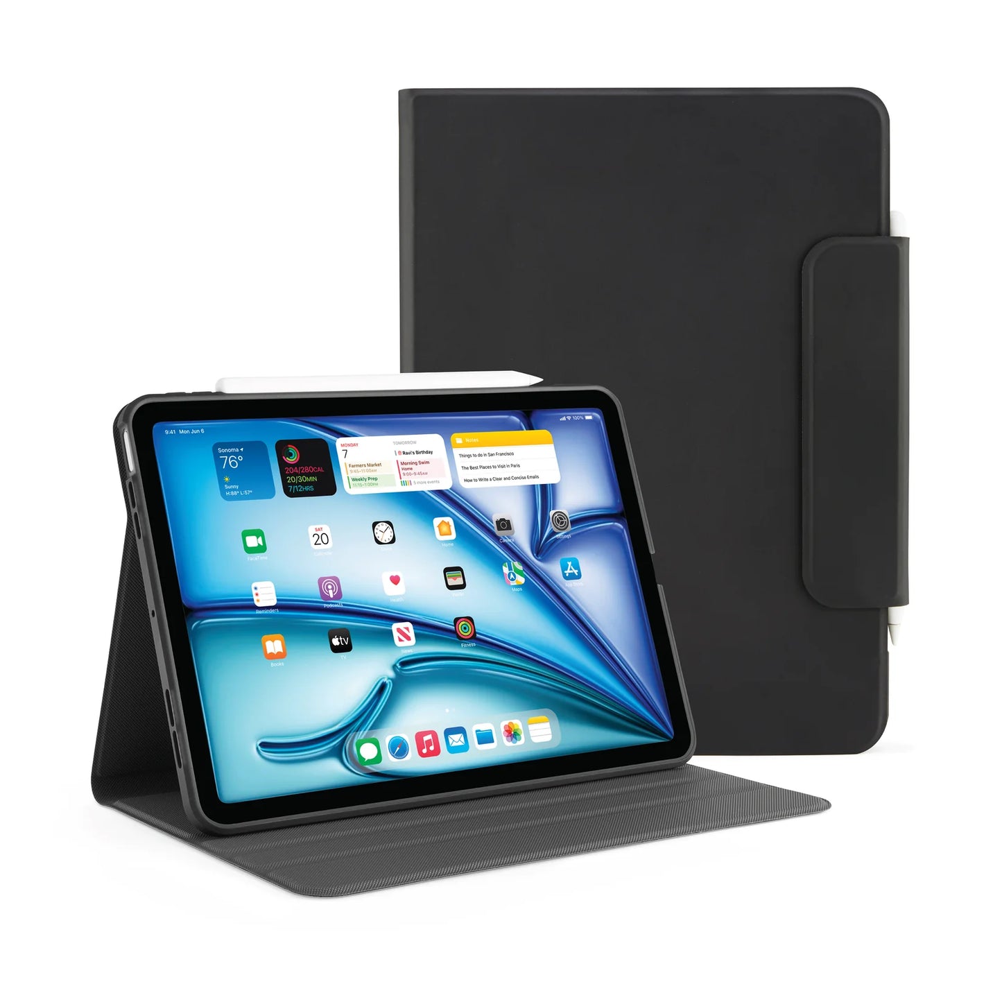 Pipetto Rotating Folio pour iPad Air 11 pouces (M4/M3/M2) / iPad Air 10,9 pouces (2022/2020) - Noir