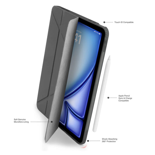 Pipetto Origami Case pour iPad Air 11 pouces (M2/M3) / iPad Air 10,9 pouces (2022/2020) - Gris foncé