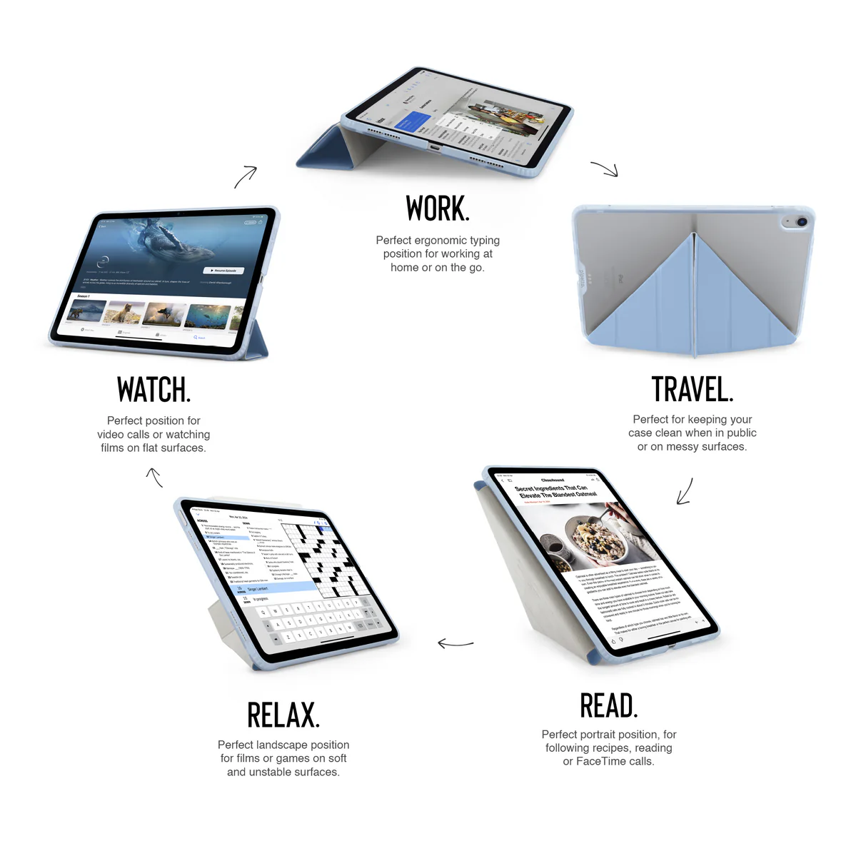Pipetto Origami Case pour iPad Air 11 pouces (M4/M3/M2) / iPad Air 10,9 pouces (2022/2020) - Blue Clair