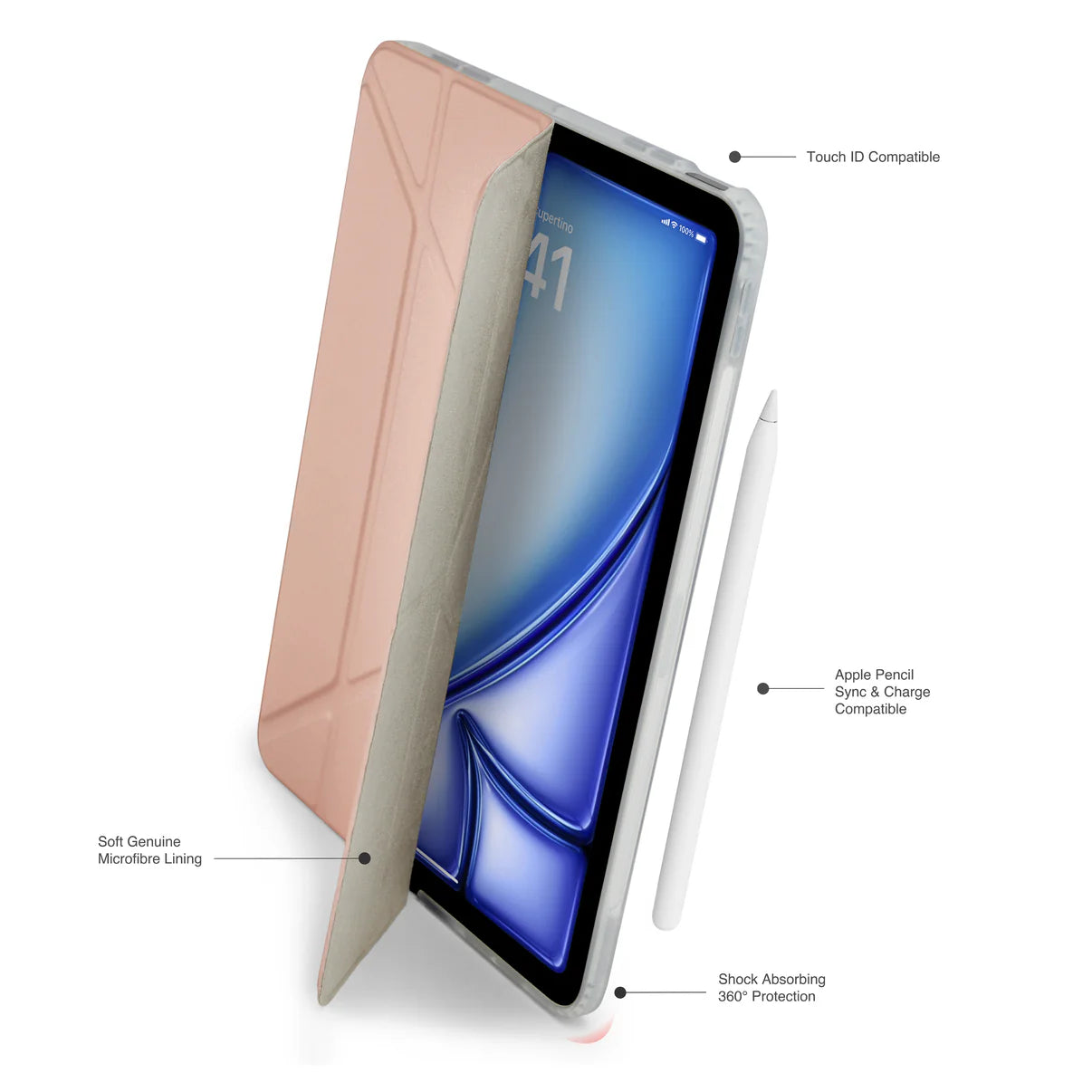 Pipetto Origami Case voor iPad Air 11-inch (M2/M3) / iPad Air 10,9-inch (2022/2020) - Metallic Pink