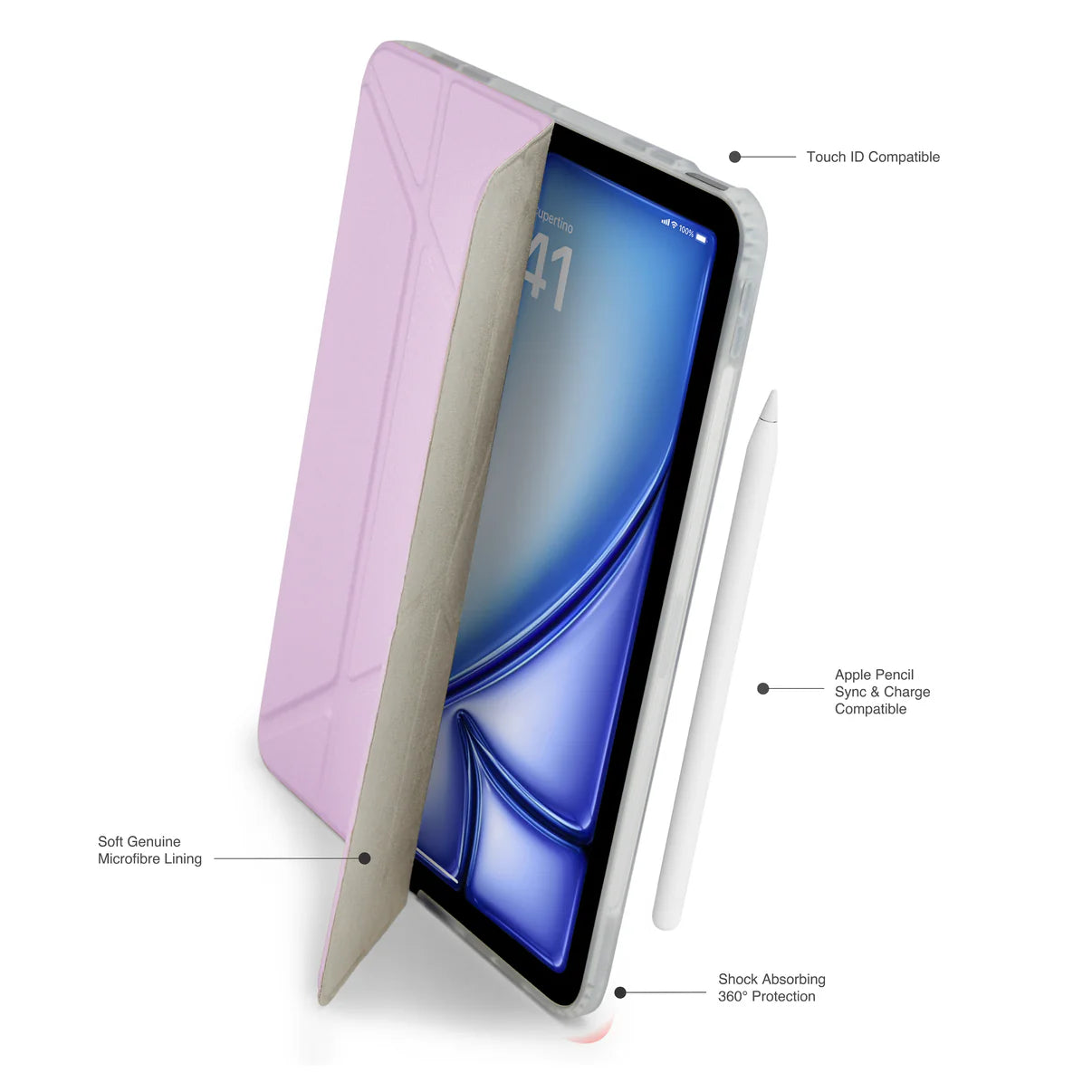 Pipetto Origami Case pour iPad Air 11 pouces (M2/M3) / iPad Air 10,9 pouces (2022/2020) - Mauve métallisé