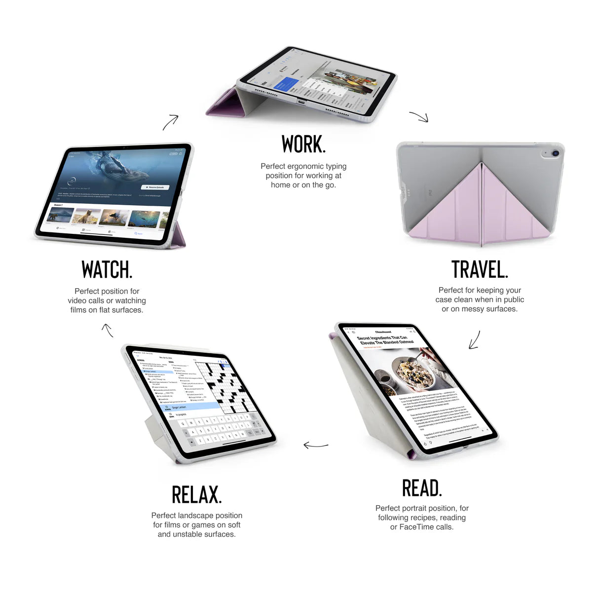 Pipetto Origami Case pour iPad Air 11 pouces (M2/M3) / iPad Air 10,9 pouces (2022/2020) - Mauve métallisé