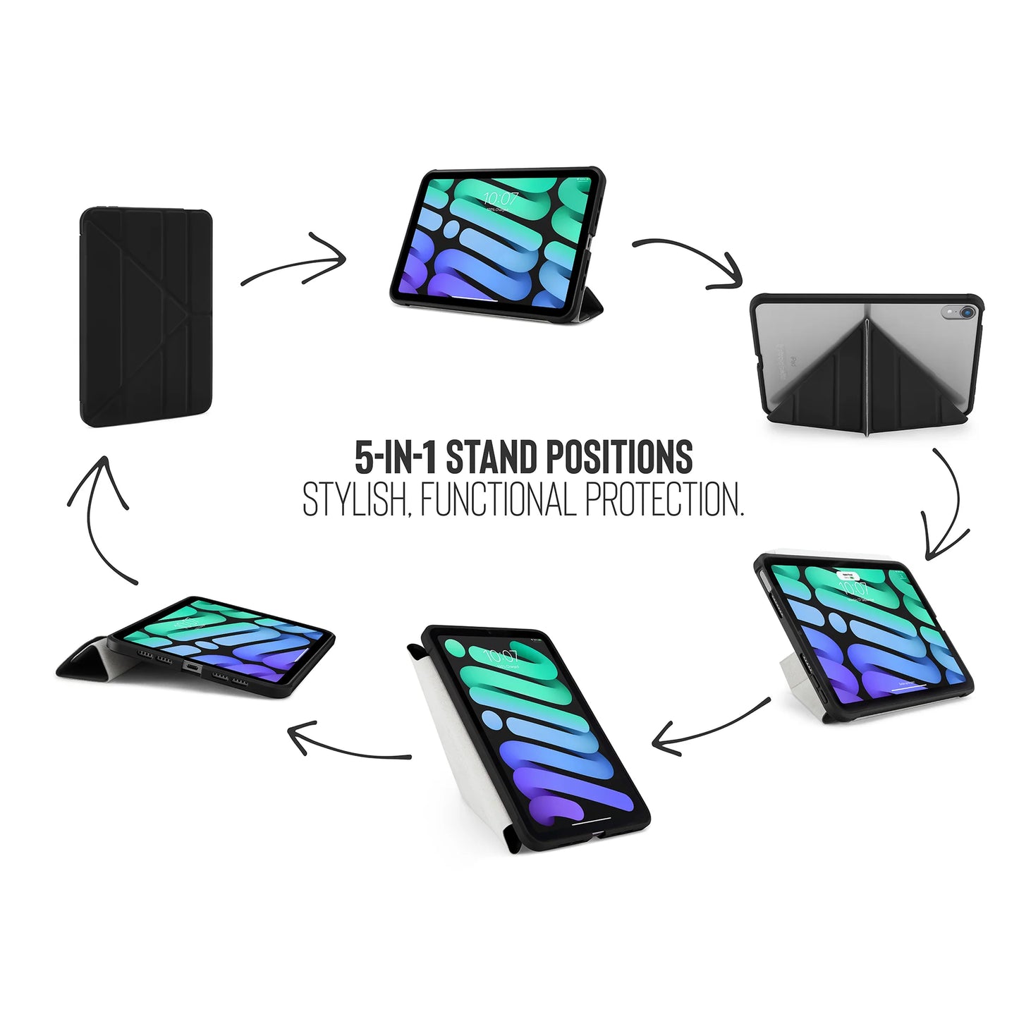 Pipetto Origami Case voor iPad mini 8,3-inch (6e gen.) - Zwart