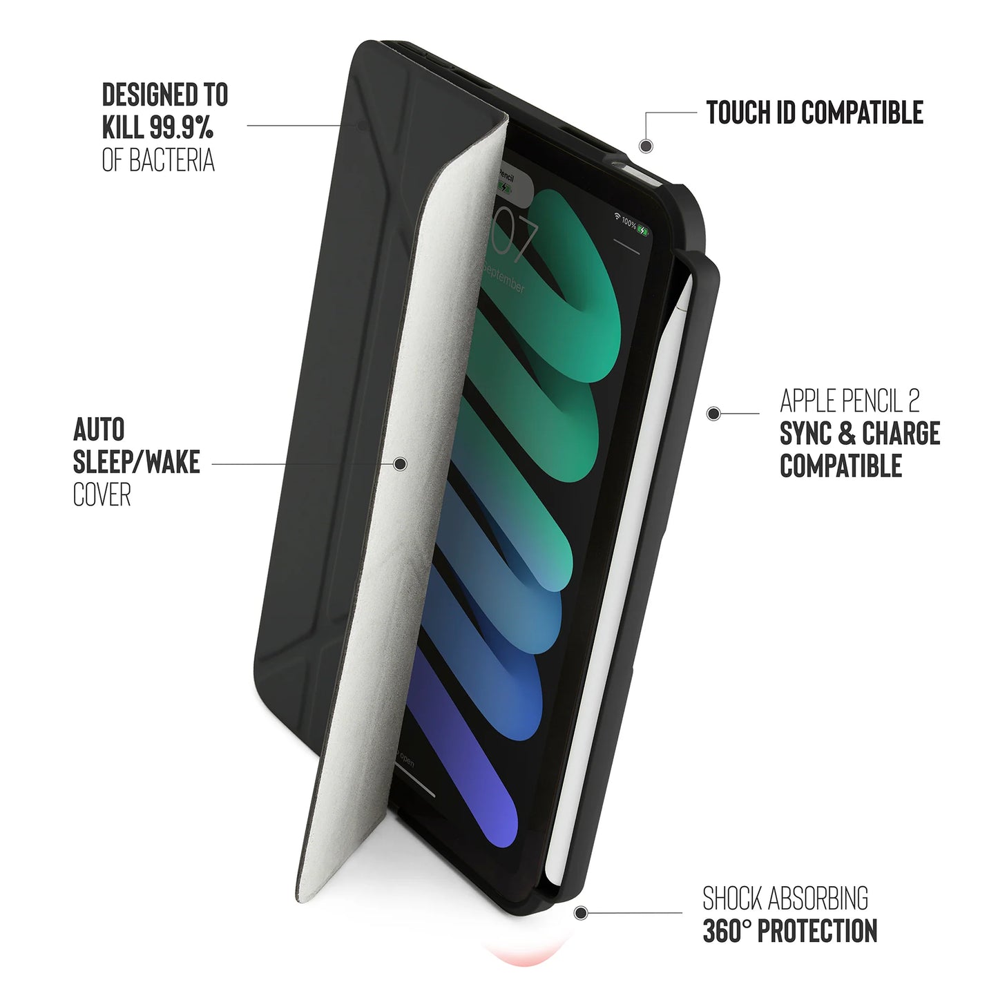 EOL Pipetto Origami Pencil Case voor iPad mini 8,3-inch (6e gen.) - Zwart