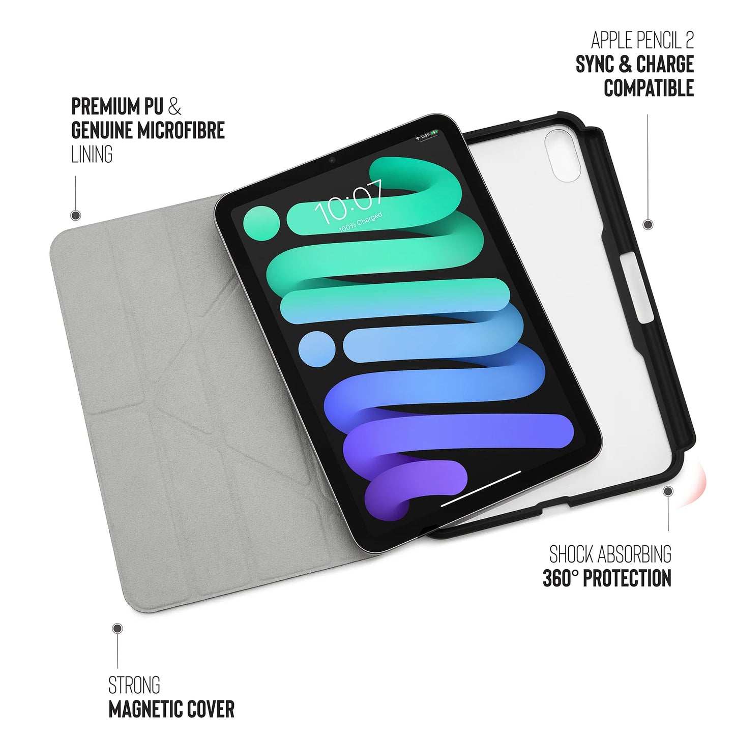EOL Pipetto Origami Pencil Case voor iPad mini 8,3-inch (6e gen.) - Zwart