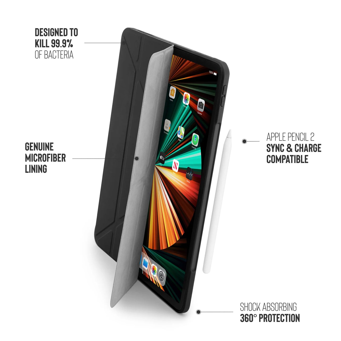 Pipetto Origami Original Case pour iPad Pro 12,9 pouces (5e gén.) - Noir