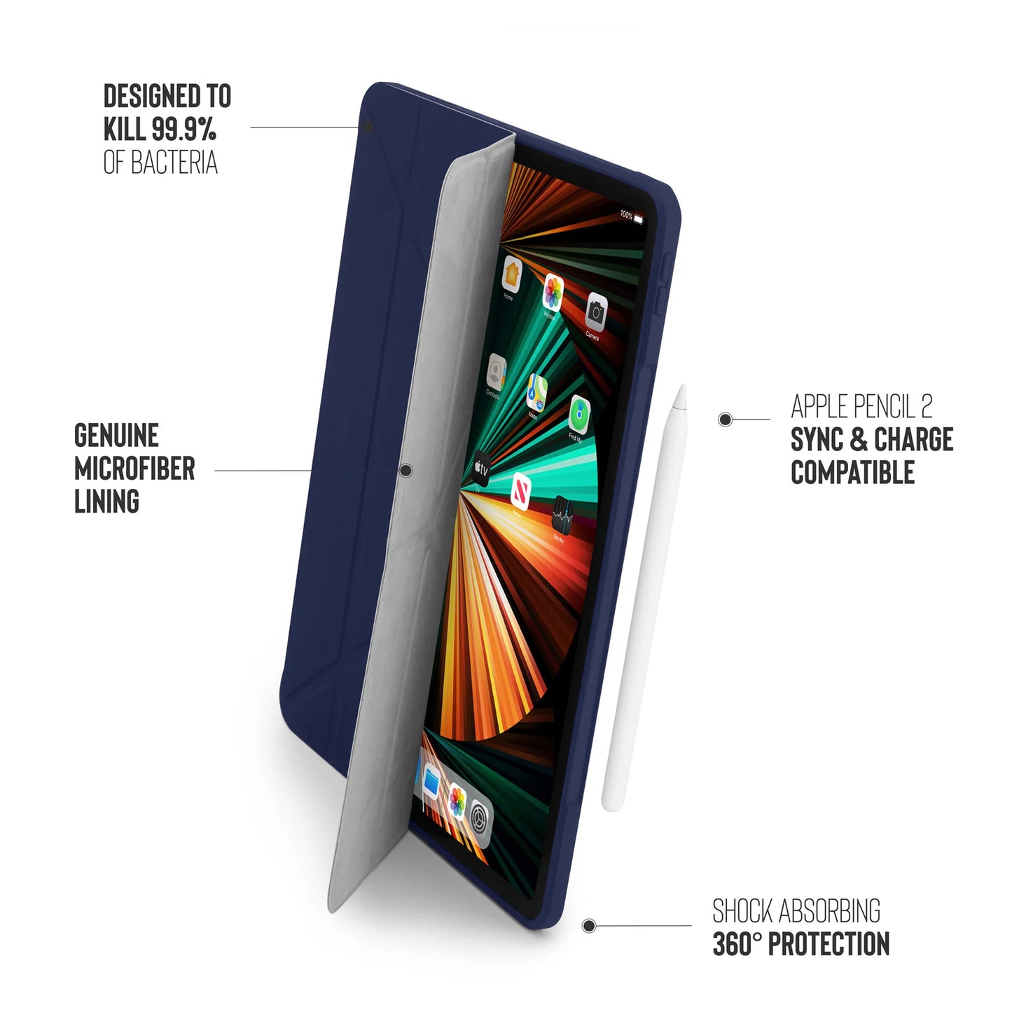 Pipetto Origami Original Case voor iPad Pro 12,9-inch (5e gen.) - Donkerblauw