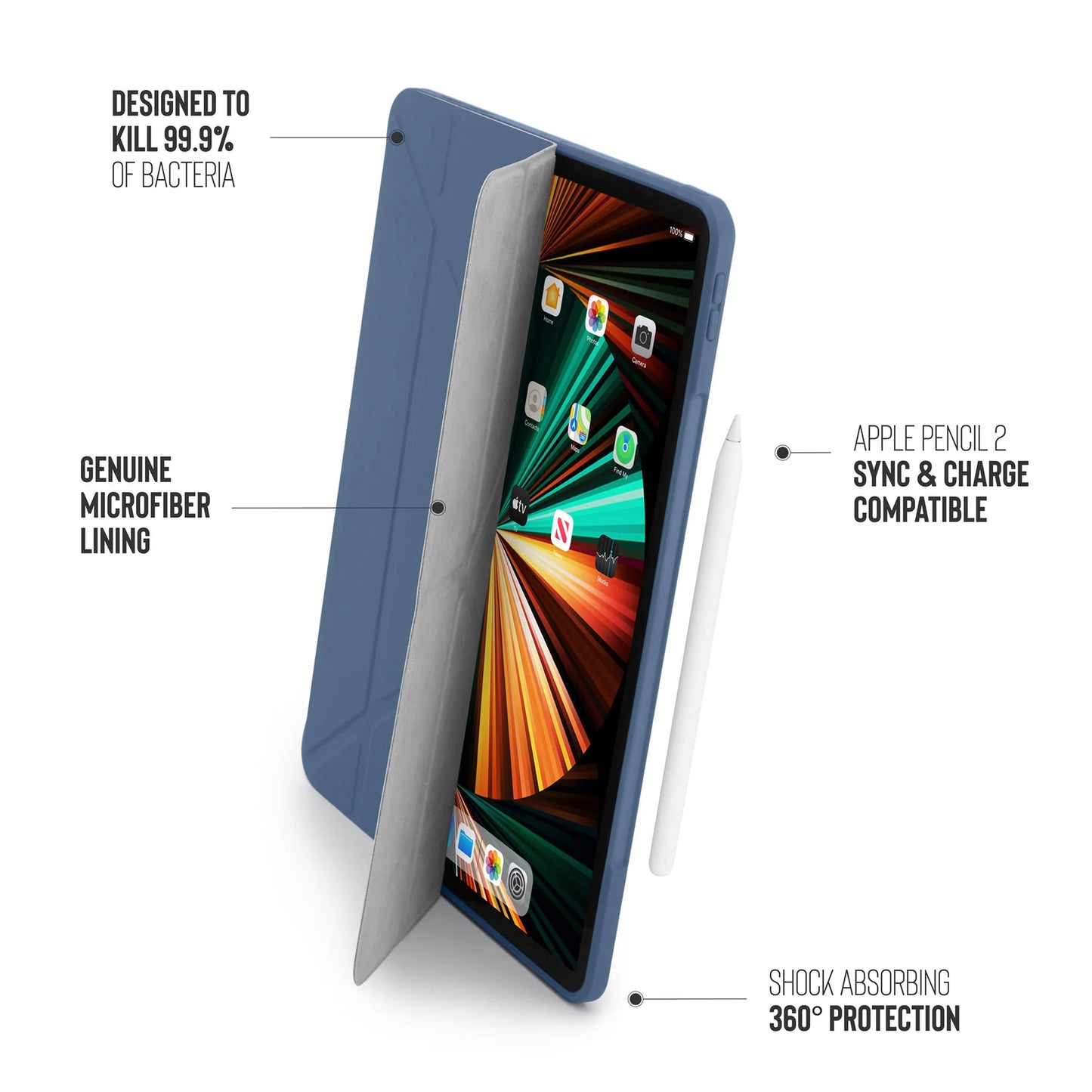 Pipetto Origami Original Case voor iPad Pro 12,9-inch (5e gen.) - Marineblauw