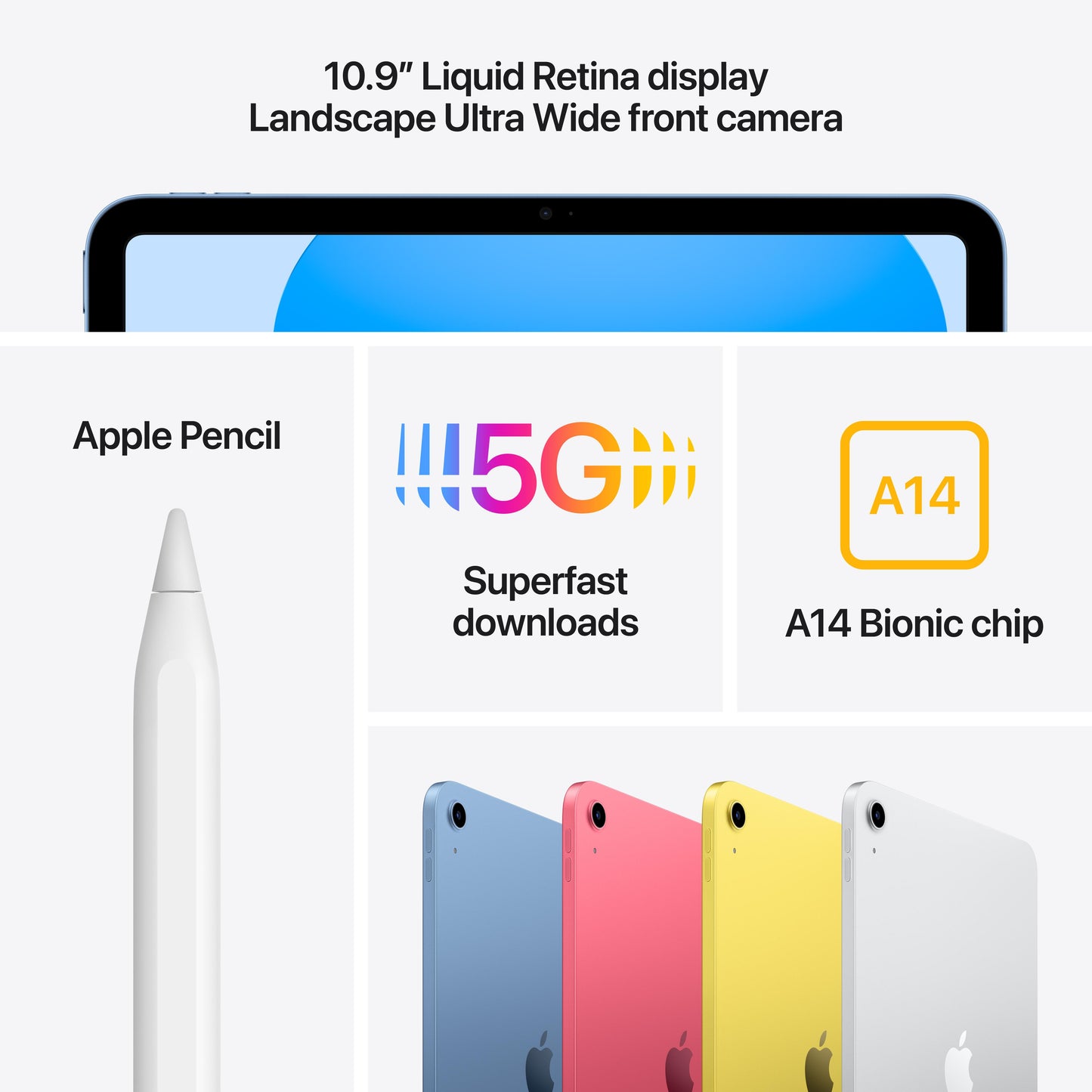 2022 iPad 10,9 pouces, Wi-Fi + Cellular, 256 Go - Argent (10e génération)