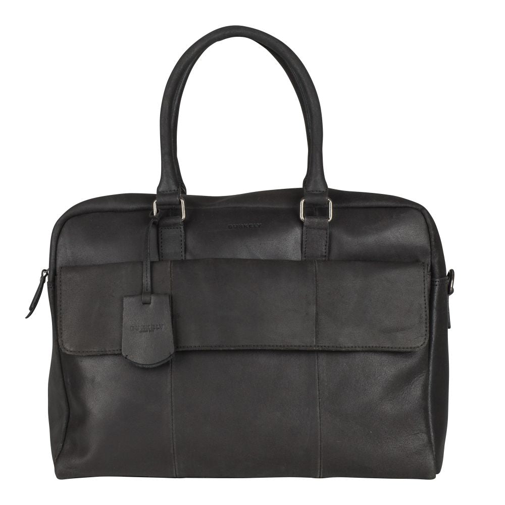 EOL Burkely Sacoche en cuir avec batterie externe pour MacBook Pro 15/16 pouces - On The Move - Noir