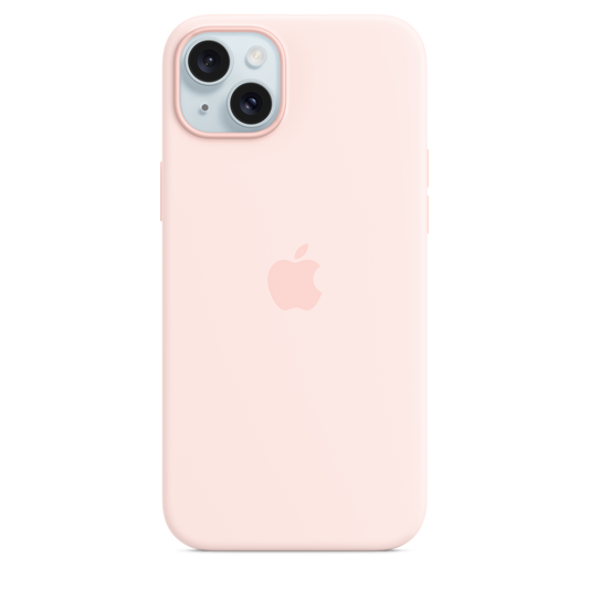 Coque en silicone avec MagSafe pour iPhone 15 Plus - Rose pâle