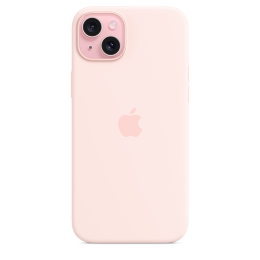 Coque en silicone avec MagSafe pour iPhone 15 Plus - Rose pâle