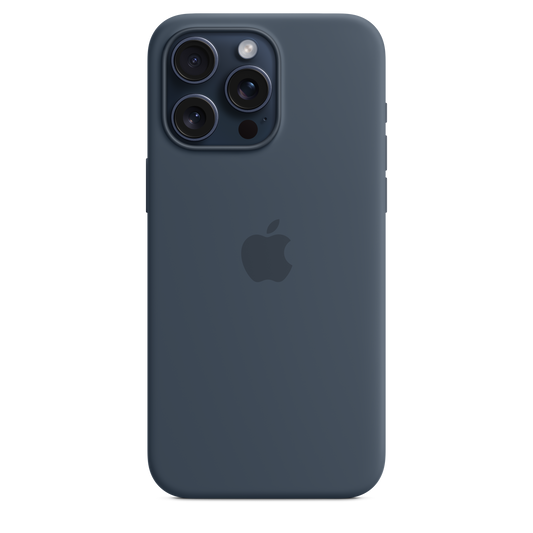 Coque en silicone avec MagSafe pour iPhone 15 Pro Max - Bleu orage