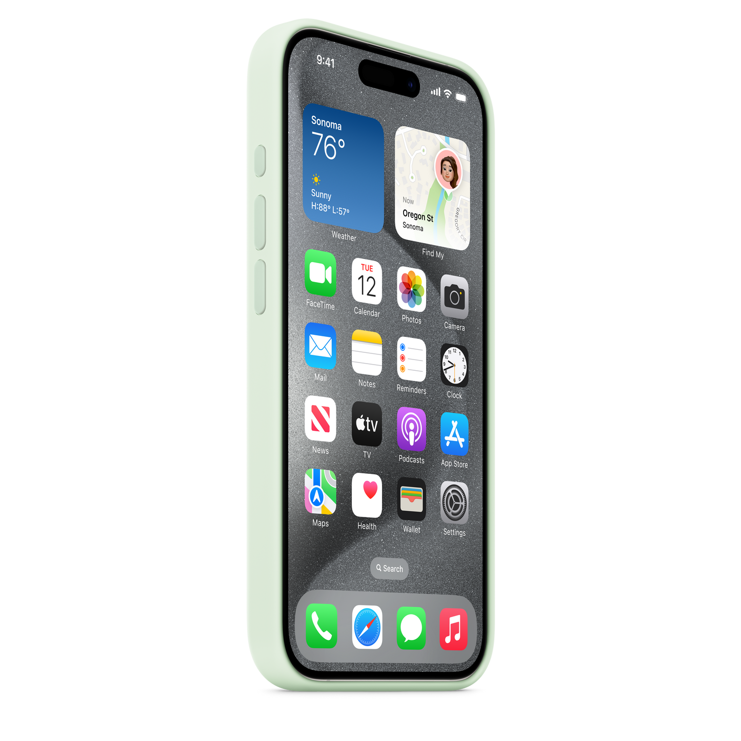 Coque en silicone avec MagSafe pour iPhone 15 Pro - Menthe douce