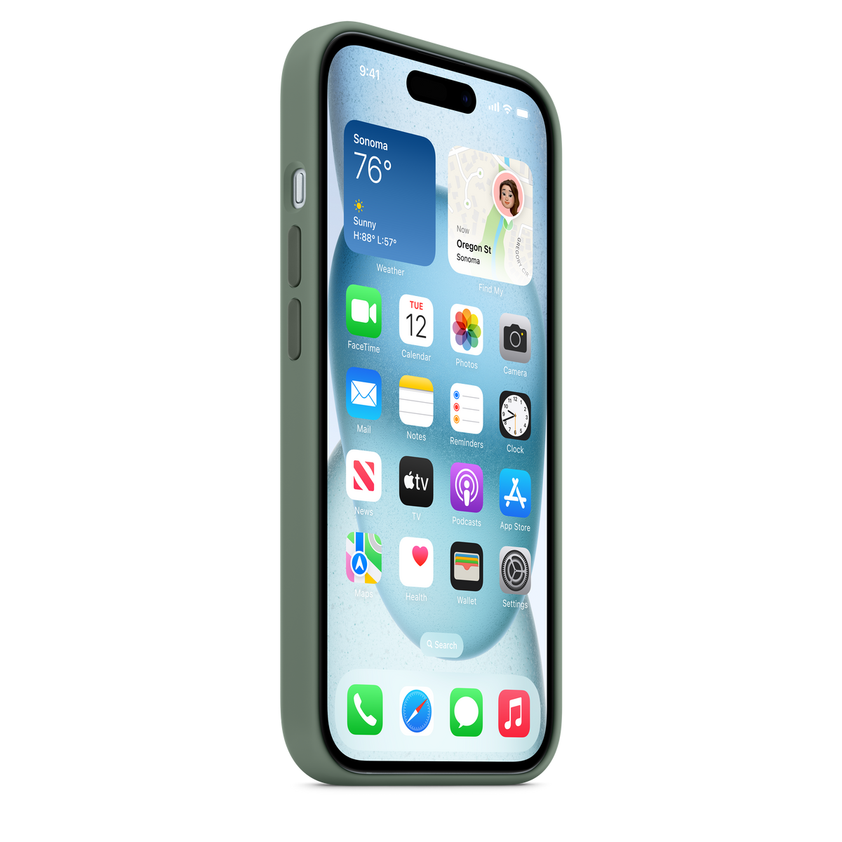 EOL Coque en silicone avec MagSafe pour iPhone 15 - Cyprès