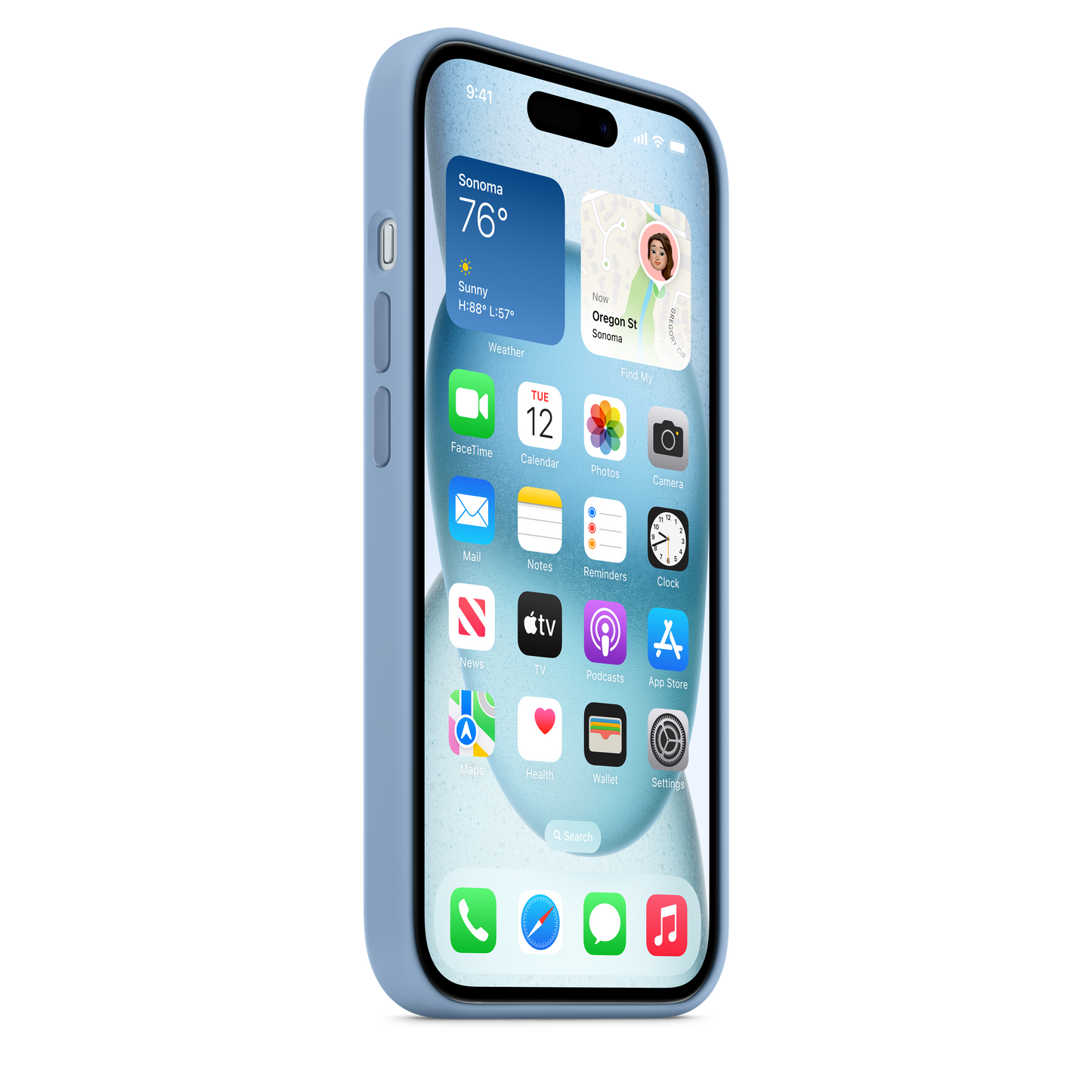 Siliconenhoesje met MagSafe voor iPhone 15 - Winterblauw