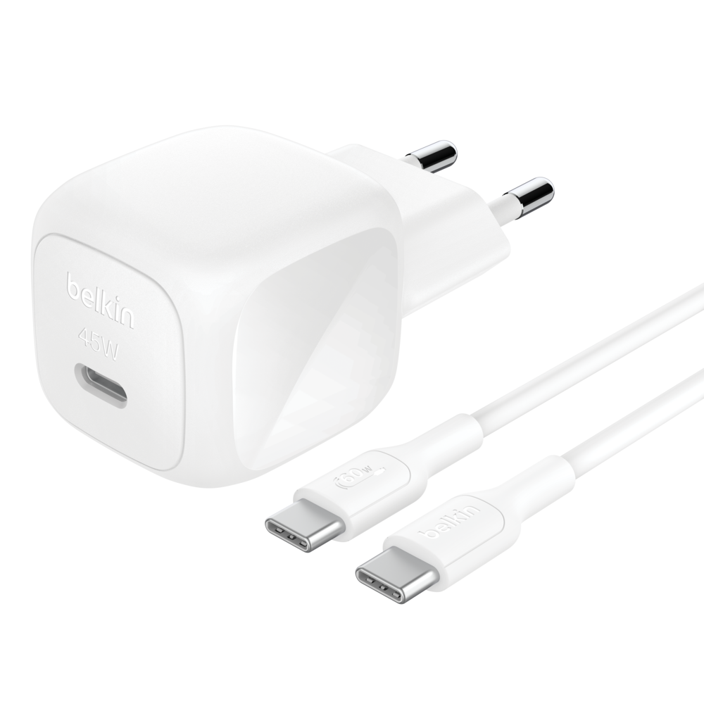 Belkin BoostCharge | USB-C-wandlader (45 W) + USB-C/USB-C-kabel - 1 m - Wit