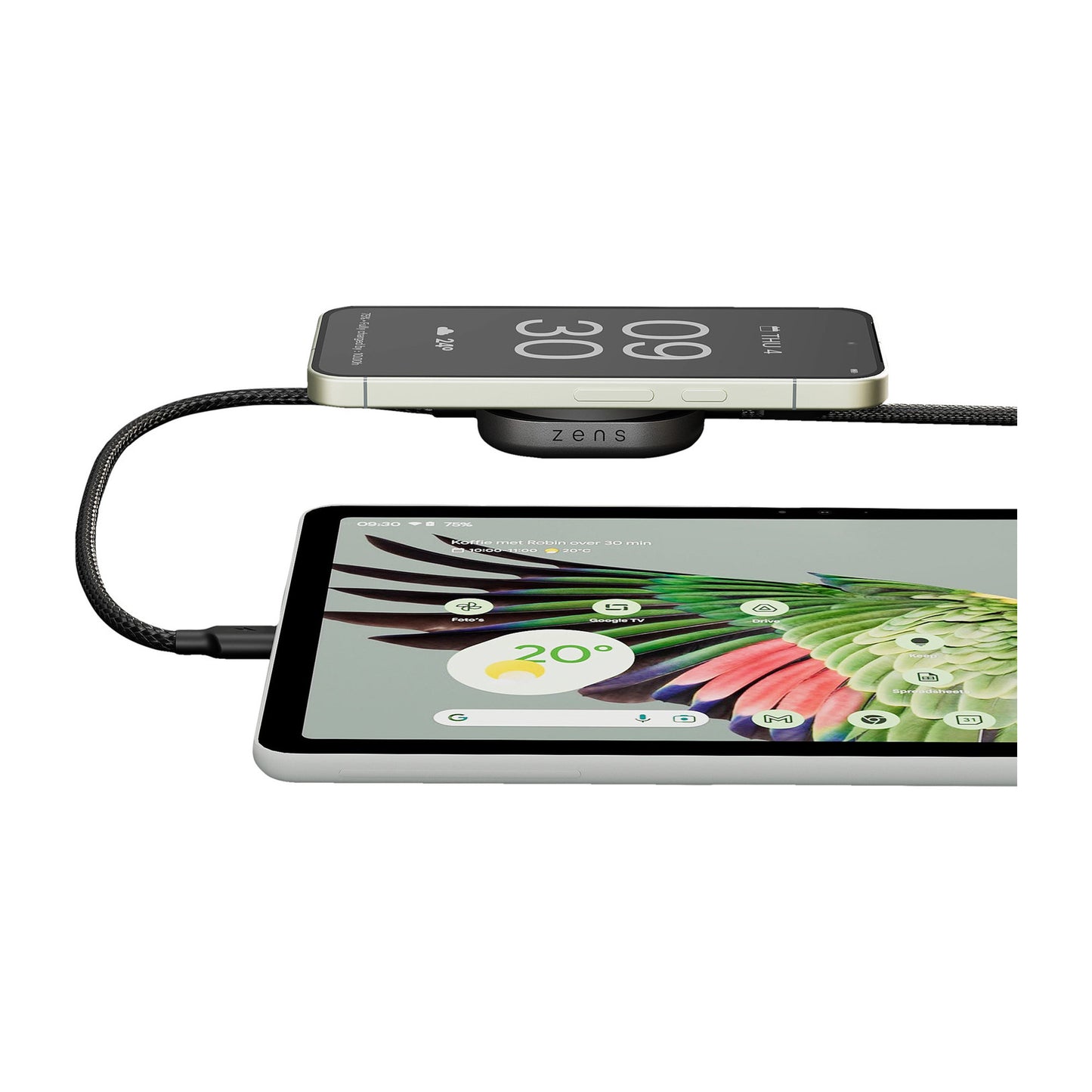Zens Pro 2 | Wireless Charger - Charging Cable USB-C/USB-C - Zwart